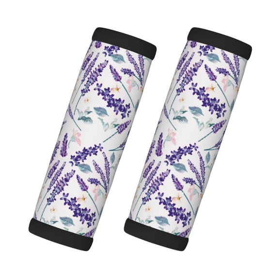 Xecao Lavender Flowers Print 2 Pack Luggage Handles Wrap Grips Identifiers Bright Luggage Markers, Unique Travel Essentials,Bright Luggage Markers