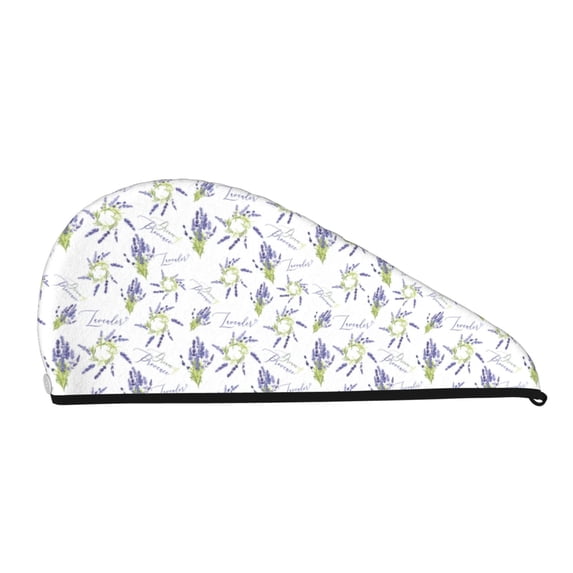 Xecao Lavender Flowers Print Hair Towel, Hair Turbans for Wet Hair, Drying Hair Wrap for Curly Hair Women,Coral Velvet Dry Hair Cap,Dry Hair Hat