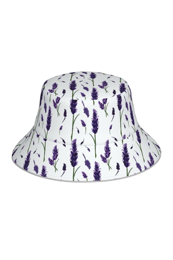 Lavender Flowers Print Men and Women Night Reflective Hat Runner Cap Visor Bucket Hat Boonie Cap