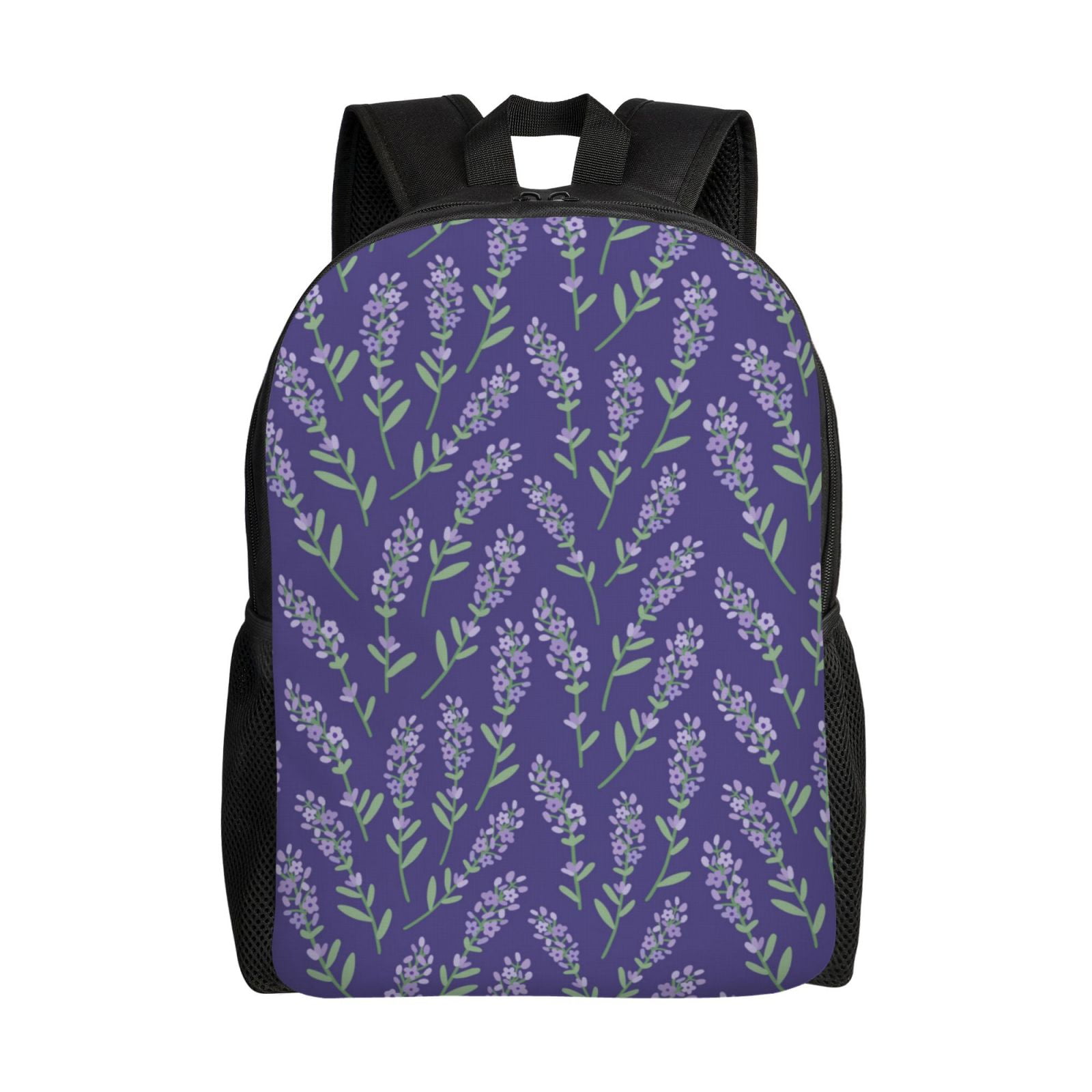 Xecao Lavender Flowers Print School Backpack with Laptop Compartment Small Travel Laptop Backpack for Women Men Waterproof College Backpack Simple School Bag