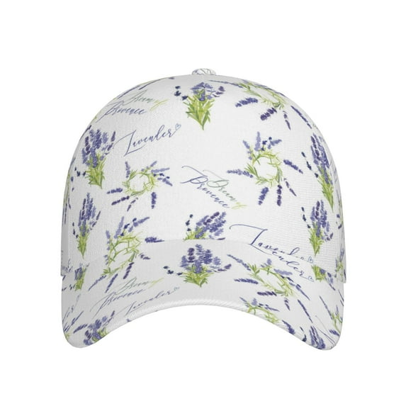 Xecao Lavender Flowers for Baseball Cap: Unisex, crafted from classic polyester twill fabric, featuring a soft unconstructed design
