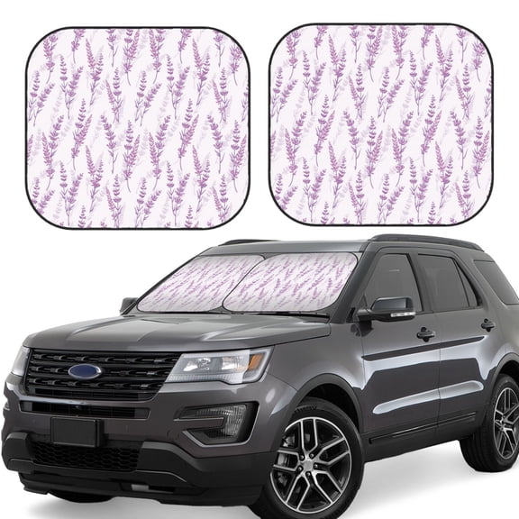 Xecao Lavender Flowers for Foldable Car Sun Shades (2-Pack) offer sun protection with an easy-fold design for convenient windshield shading.