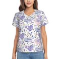 thumbnail image 1 of Xecao Lavender Flowers for Women's V-Neck T-Shirts-Elegant Half-Sleeve Tops Perfect for Summer-Small, 1 of 5