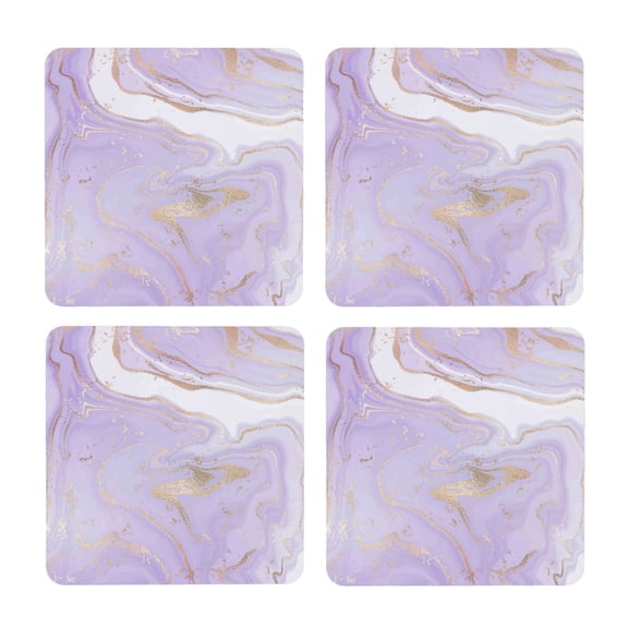 Xecao Lavender Glitter Foil Stripes for MDF Cork Coaster 4 Pcs,Drink Coasters,Suit for House Warming Gifts New Home ,Coffee Table Decor-Square