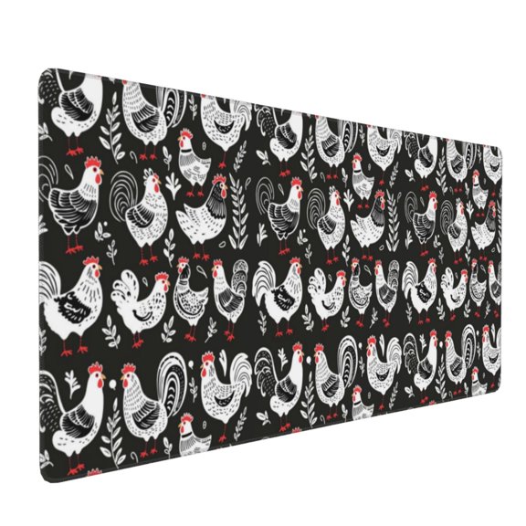 Xecao Laying Hens And Roosters Print Large Mouse Pad, 16x35.5in Mousepad, Professional Non-Slip Rubber Base Big Mouse Pad, Mouse Pad for Gaming & Office Full Desk Mouse Pad