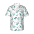thumbnail image 1 of Xecao Leaf Print Green print Hawaiian shirt - a stylish short-sleeve button-down for men, perfect for casual beach and tropical outings., 1 of 9