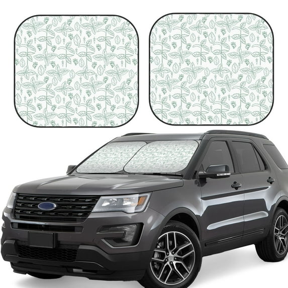 Xecao Leaf Print for Foldable Car Sun Shades (2-Pack) offer sun protection with an easy-fold design for convenient windshield shading.
