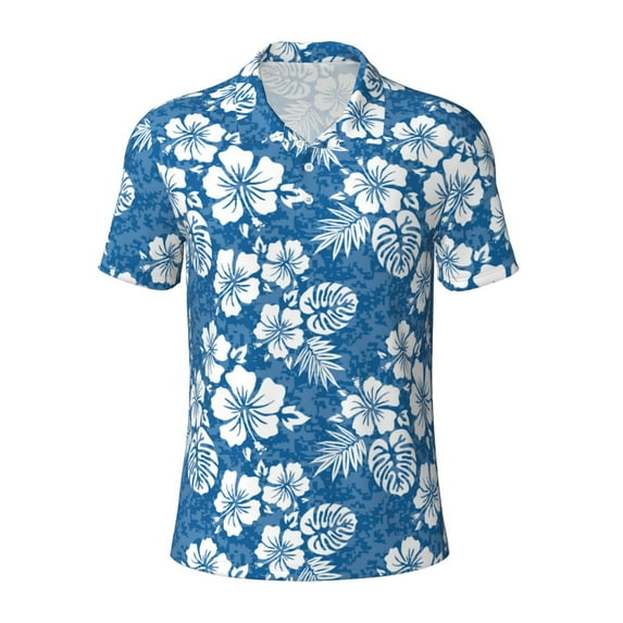 Xecao Leaves And Flowers for Mens' Casual Short Sleeve Button-Down Polo Shirts for a Classic Golf Look