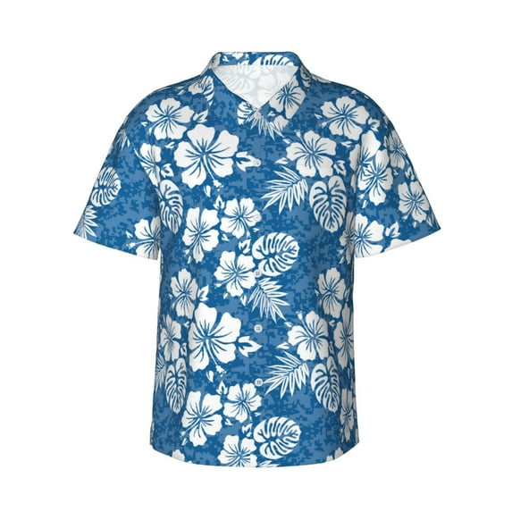 Xecao Leaves And Flowers print Hawaiian shirt - a stylish short-sleeve button-down for men, perfect for casual beach and tropical outings.