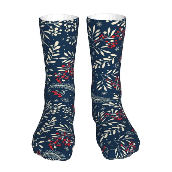 Xecao Leaves Snowflakes Print Fashion No Heel Casual Crew Socks Cushioned Breathable for Men Women - Moisture wicking,Not easy to fade Suitable for daily