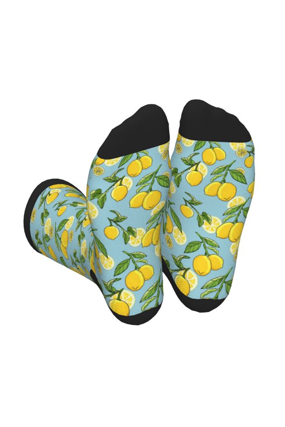 Lemon (3) Print Crew Socks for Men and Women, Men's Soft Moisture-wicking Sock