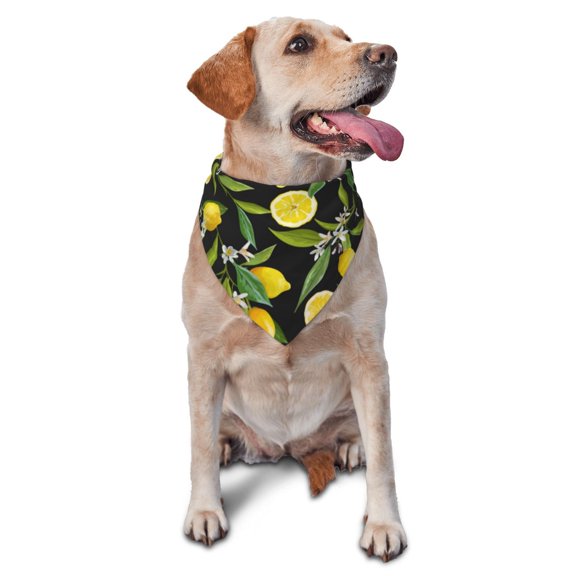 Xecao Lemon Fruits Flowers Leaves for Pet Bandana - A Stylish Triangle Accessory for Small to Large Dogs, Puppies, and Cats