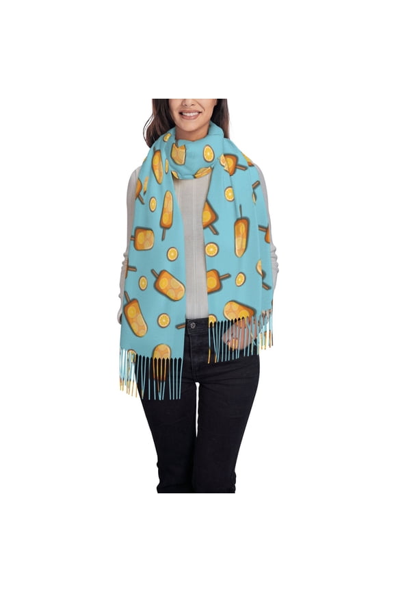 Lemon Ice Cream Pattern Womens Winter Scarf Fall Scarf Oversized Large Scarf for Women Warm Shawl Wrap