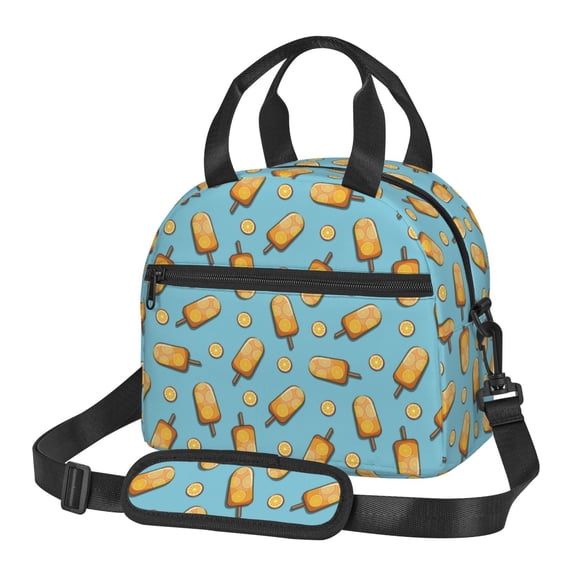 Xecao Lemon Ice Cream Print Insulated Lunch Box, Lunch Cags Lunch Bag Featuring An Adjustable Shoulder Strap