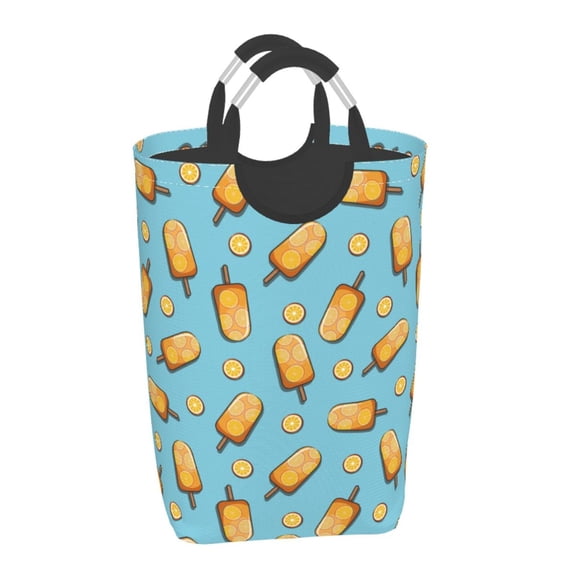 Xecao Lemon Ice Cream for Laundry Basket,Collapsible Large Laundry Hamper,Wash Bag for Laundry Room, Rolling Laundry Basket with Handles