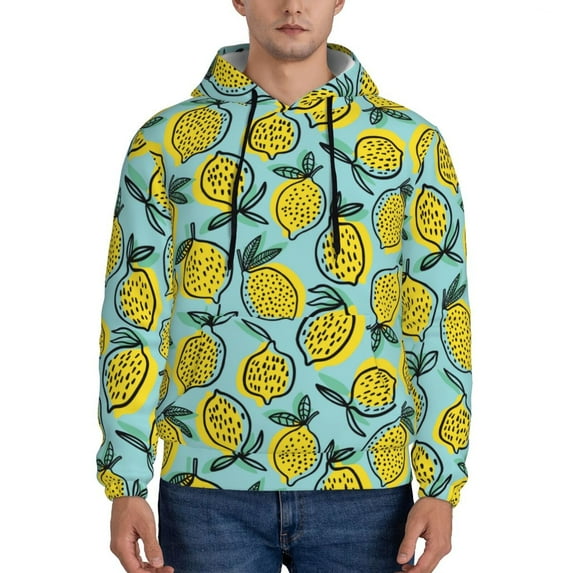 Xecao Lemon Pattern Men's Adult Pullover Hoodie,Hooded Sweatshirt-Medium