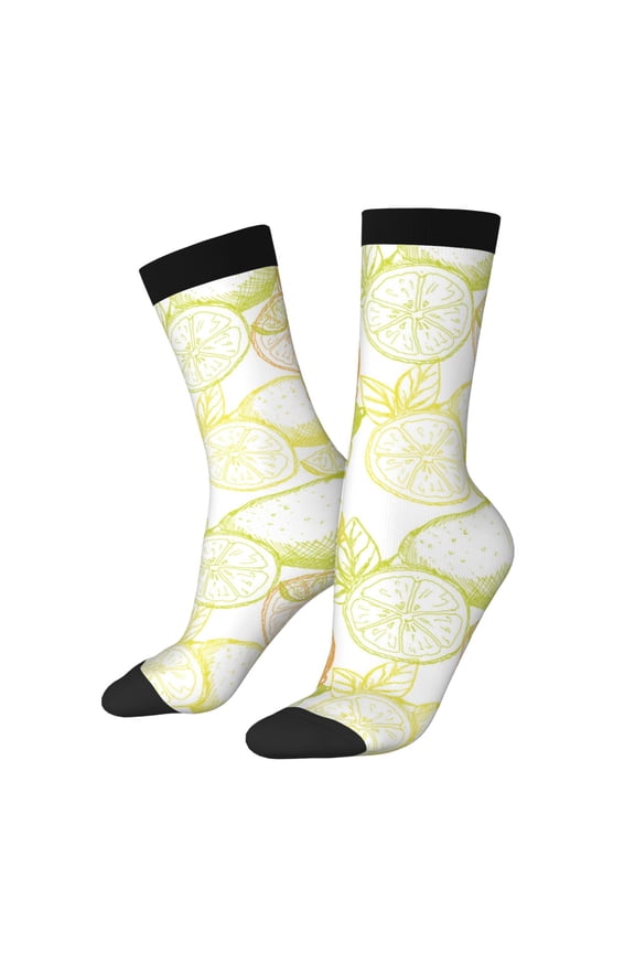 Lemon Potatoes Pattern Sport Socks for Women and Men Crew Socks Sporty Calf Socks Casual Socks
