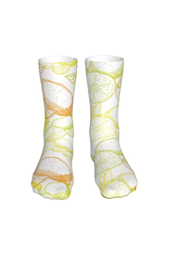 Lemon Potatoes Print Fashion No Heel Casual Crew Socks Cushioned Breathable for Men Women - Moisture wicking,Not easy to fade Suitable for daily