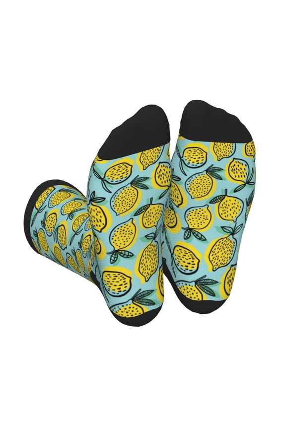Lemon Print Crew Socks for Men and Women, Men's Soft Moisture-wicking Sock
