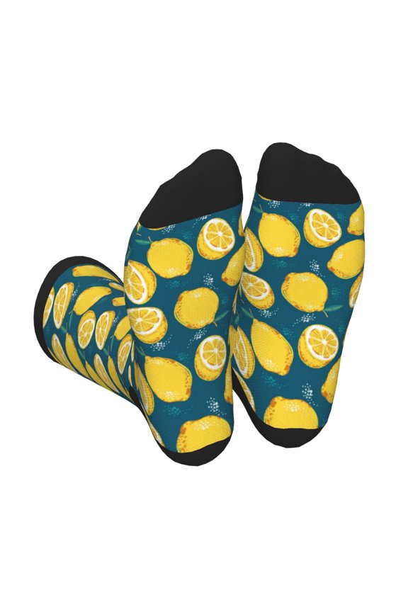 Lemon Print Crew Socks for Men and Women, Men's Soft Moisture-wicking Sock