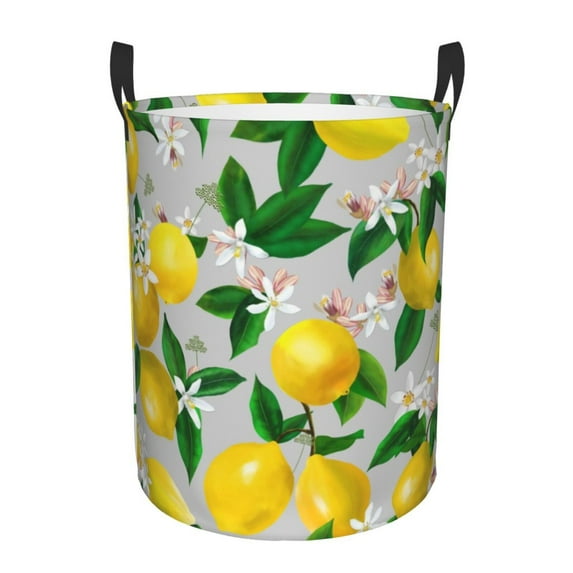Xecao Lemon Seamless Pattern Oil Painting Effect Print Laundry Hamper Basket,designed for Blanket Storage and Nursery Clothes in the Bedroom