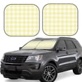 thumbnail image 1 of Xecao Lemon Yellow Checkboard for Foldable Car Sun Shades (2-Pack) offer sun protection with an easy-fold design for convenient windshield shading., 1 of 7