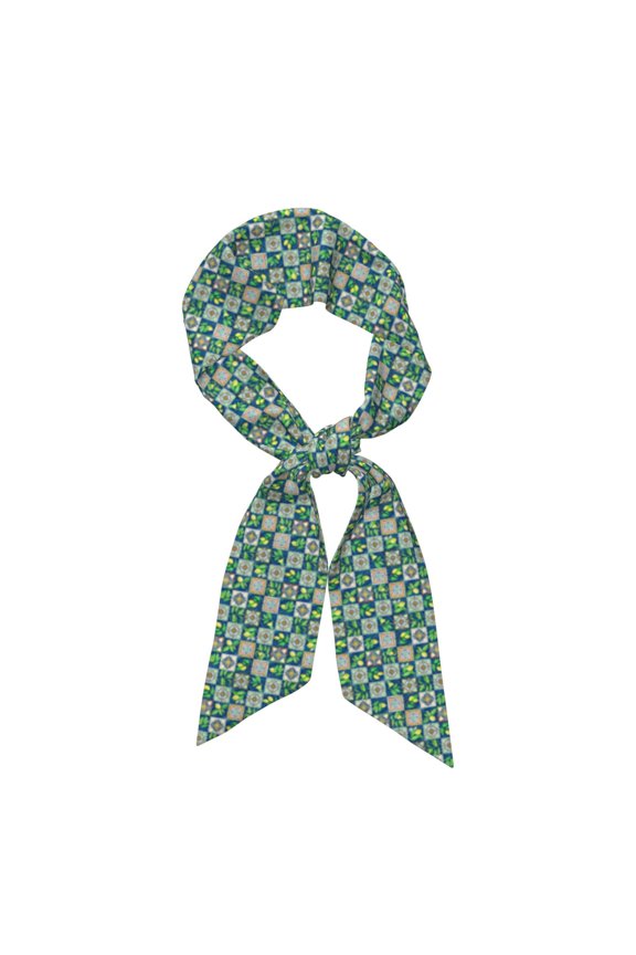 Lemon and Leaves Pattern Large Satin Head Scarf - Satin Hair Scarves Silk Bandana Scarf Headscarf Silk Feeling Scarf for Women