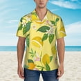 thumbnail image 1 of Xecao Lemon print Hawaiian shirt - a stylish short-sleeve button-down for men, perfect for casual beach and tropical outings., 1 of 9