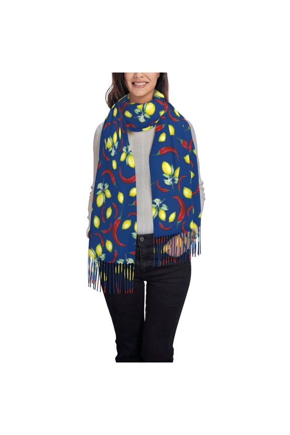 Lemons And Chili Pattern Womens Winter Scarf Fall Scarf Oversized Large Scarf for Women Warm Shawl Wrap
