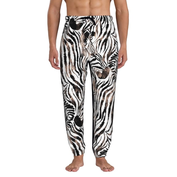 Xecao Leopard And Zebra Print Active Tech Joggers for Men, Mens Sweatpants Lounge Pants with Pockets-Large