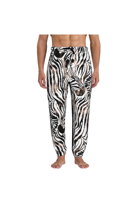 Leopard And Zebra Print Active Tech Joggers for Men, Mens Sweatpants Lounge Pants with Pockets-Large