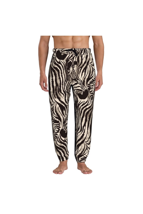 Leopard And Zebra1 Print Active Tech Joggers for Men, Mens Sweatpants Lounge Pants with Pockets-3X-Large
