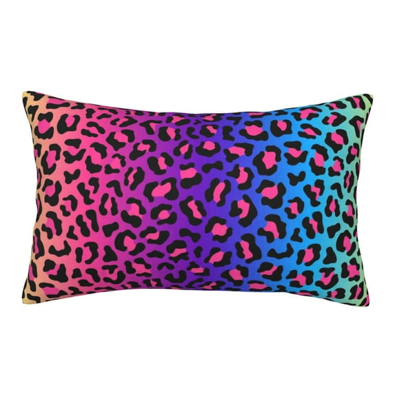 Xecao Leopard Neon Rainbow Gradient for Decorative Throw Pillow Case for Couch,Sofa or Bed Set,Pillow Cover for Sofa Home Decor Ideal Gift-16"x24"