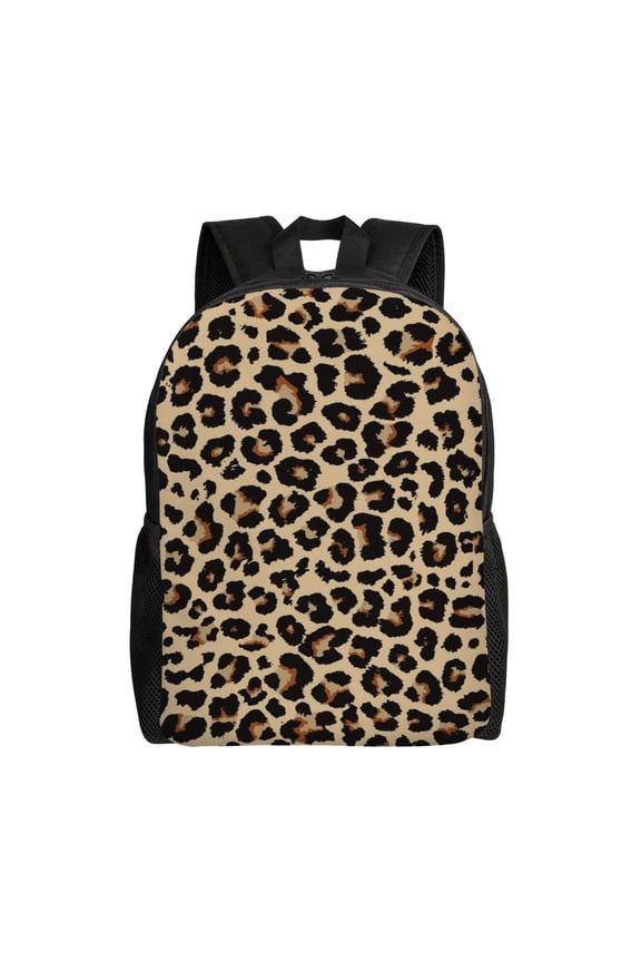 Leopard Print-1 Print School Backpack with Laptop Compartment Small Travel Laptop Backpack for Women Men Waterproof College Backpack Simple School Bag