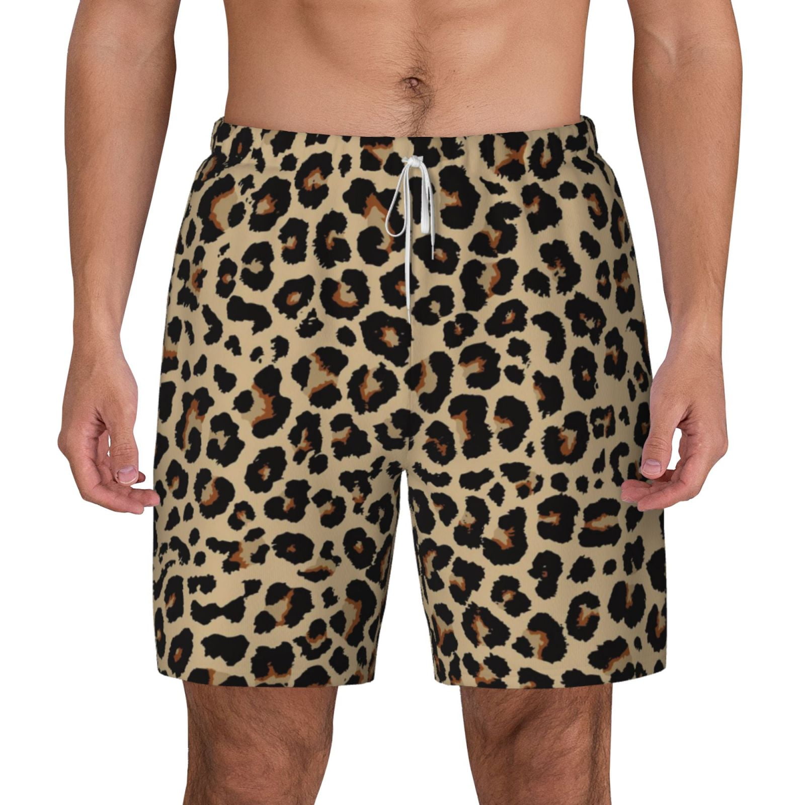 Xecao Leopard Print-1 for Men's Swimming Trunks Swim Trunks Quick Dry Swim Shorts with Mesh Lining Funny Swimwear Bathing Suits
