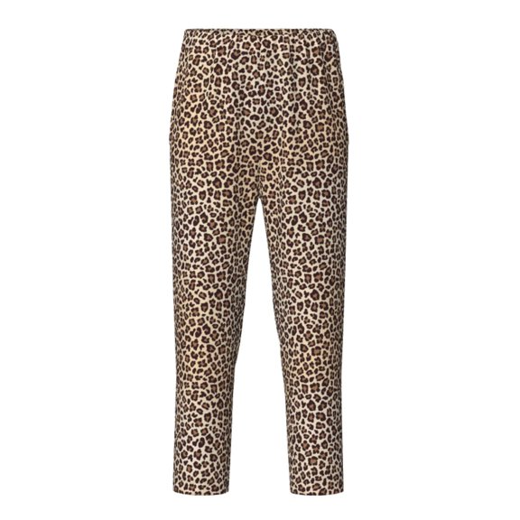 Xecao Leopard Print-2 Print Teenagers' Pajama Pants Long Sleep Pants Soft Elastic Waist Pajama Bottoms Elastic waist with 2 Pockets 5-16 Years-Large