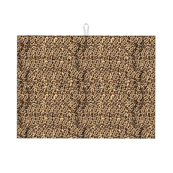 Xecao Leopard Print Brown patten Microfiber Dish Drying Mat,Absorbent Dish Drainer Kitchen Counter,Super Absorbent Dish Drying Pads 1824 Inch