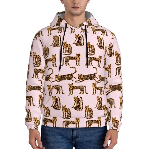 Xecao Leopard Print Pattern Men's Adult Pullover Hoodie,Hooded Sweatshirt-Small