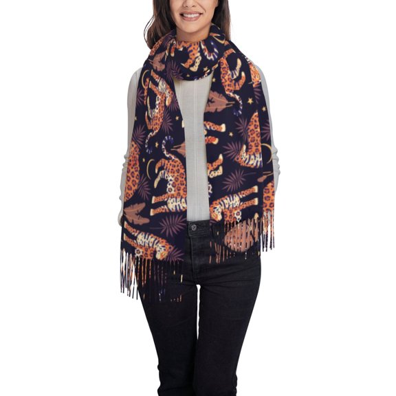 Xecao Leopard Print Pattern Womens Winter Scarf Fall Scarf Oversized Large Scarf for Women Warm Shawl Wrap