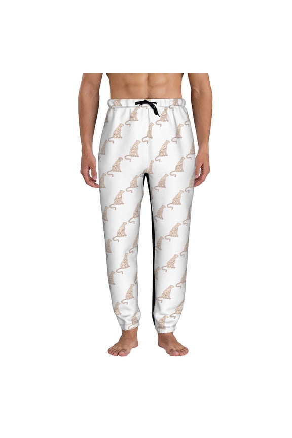 Leopard Print Print Active Tech Joggers for Men, Mens Sweatpants Lounge Pants with Pockets-Medium