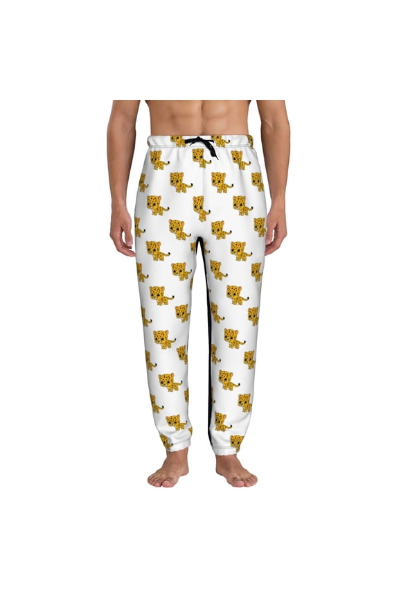 Leopard Print Print Active Tech Joggers for Men, Mens Sweatpants Lounge Pants with Pockets-Small