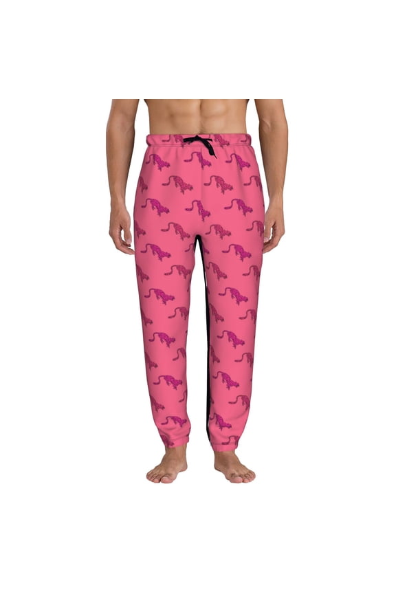 Leopard Print Print Active Tech Joggers for Men, Mens Sweatpants Lounge Pants with Pockets-Small