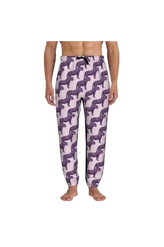 Leopard Print Print Active Tech Joggers for Men, Mens Sweatpants Lounge Pants with Pockets-Small