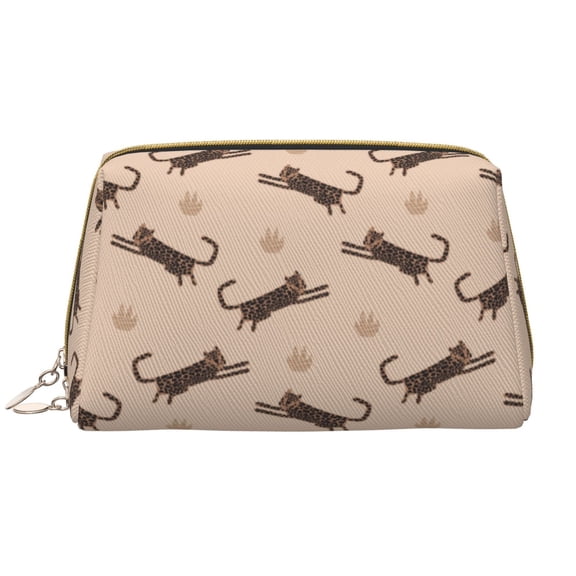 Xecao Leopard Print Print Fashion Makeup PVC Bag Large Capacity Travel Cosmetic Bag for Women Organizer Toiletry Clutch