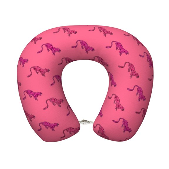 Xecao Leopard Print Print Memory Foam Cervical Neck Pillow Versatile U-Shaped Pillows for Home,Office,Camping,Travelling,Soft Washable Cover