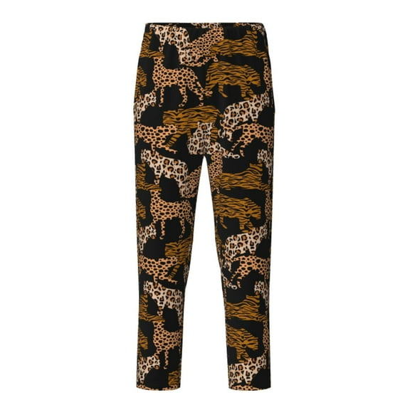 Xecao Leopard Print Print Teenagers' Pajama Pants Long Sleep Pants Soft Elastic Waist Pajama Bottoms Elastic waist with 2 Pockets 5-16 Years-Large