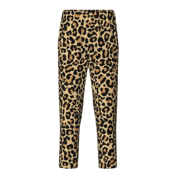 Xecao Leopard Print Print Teenagers' Pajama Pants Long Sleep Pants Soft Elastic Waist Pajama Bottoms Elastic waist with 2 Pockets 5-16 Years-Medium