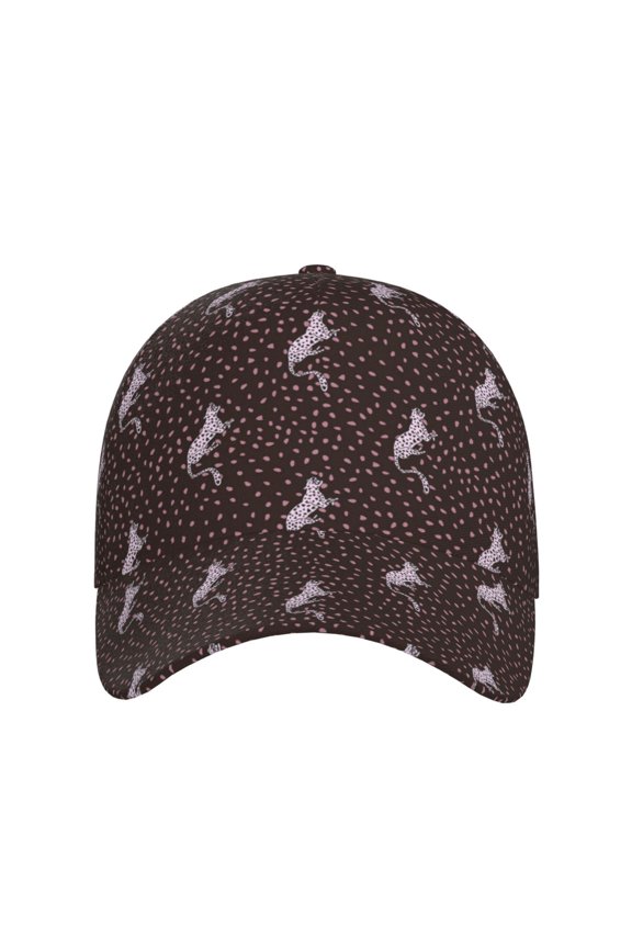 Leopard Print for Baseball Cap: Unisex, crafted from classic polyester twill fabric, featuring a soft unconstructed design