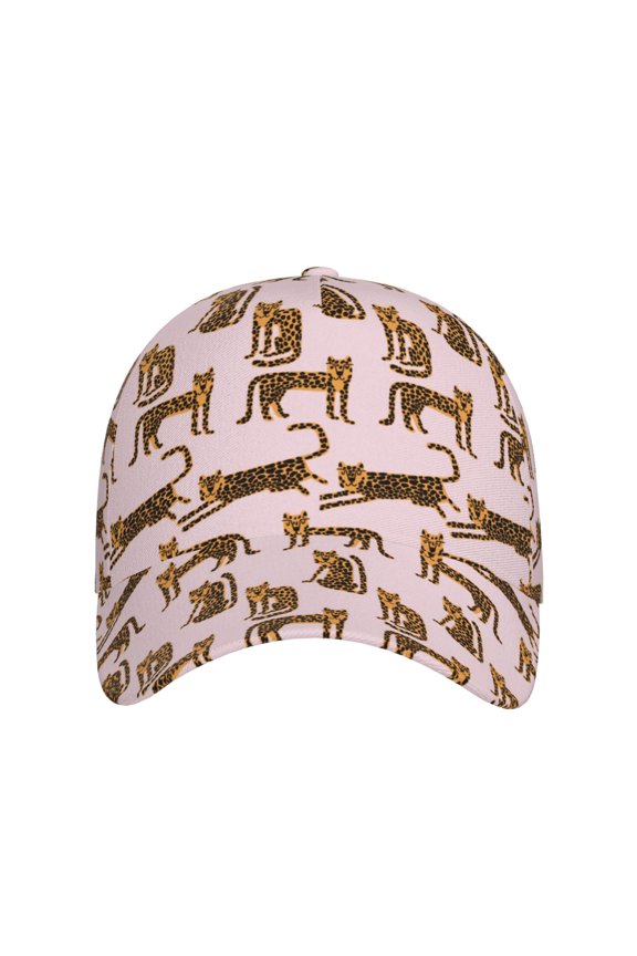 Leopard Print for Baseball Cap: Unisex, crafted from classic polyester twill fabric, featuring a soft unconstructed design