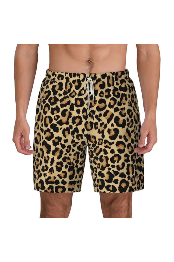 Leopard Print for Men's Swimming Trunks Swim Trunks Quick Dry Swim Shorts with Mesh Lining Funny Swimwear Bathing Suits